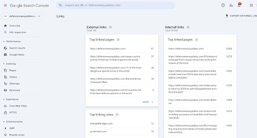 Accessing the Google Search Console Links Report