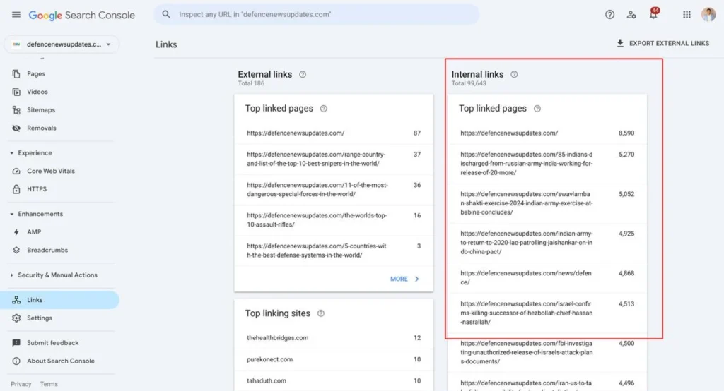 Analyzing Internal Links