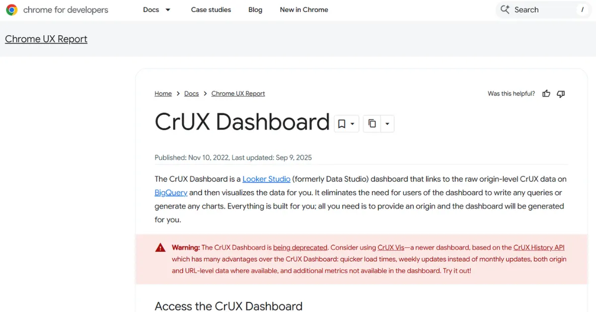 Chrome User Experience Report