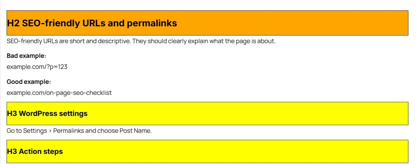 Header tags H1 to H6